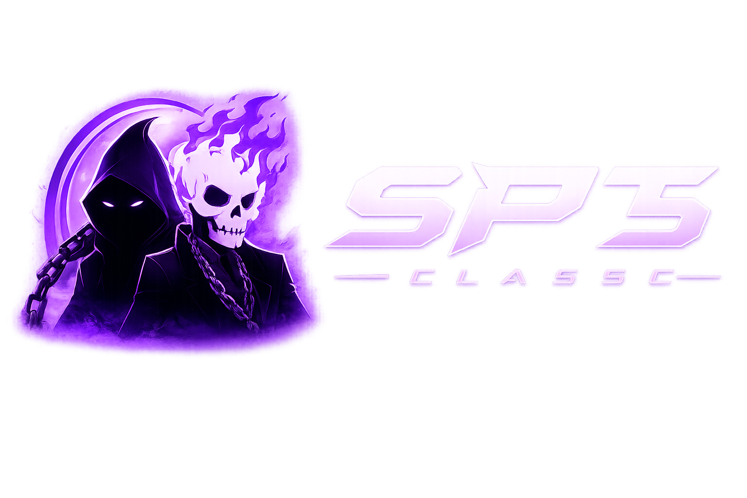 Minimalist SPTS Classic game logo with a subtle neon purple glow